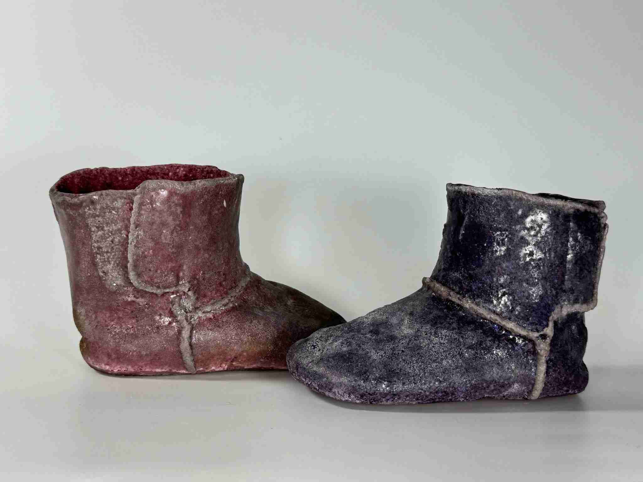 pink and purple sherpa boots
