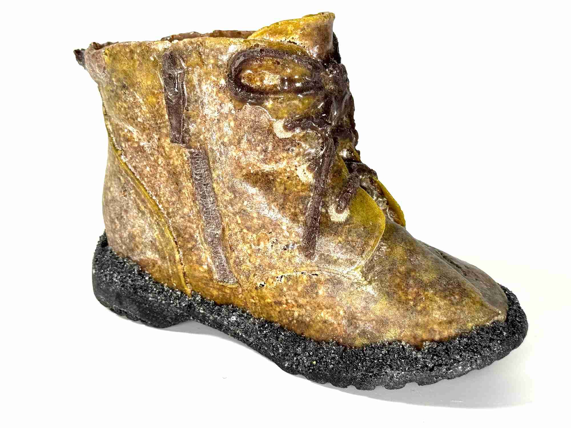 Yellow-brown workboot in toddler size created by Dori Settles